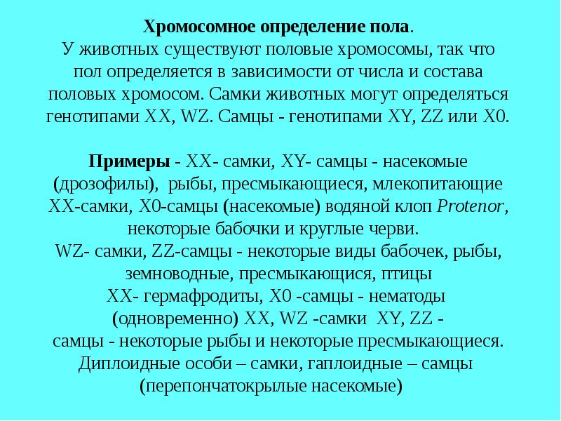 Хромосомное определение пола презентация 10 класс