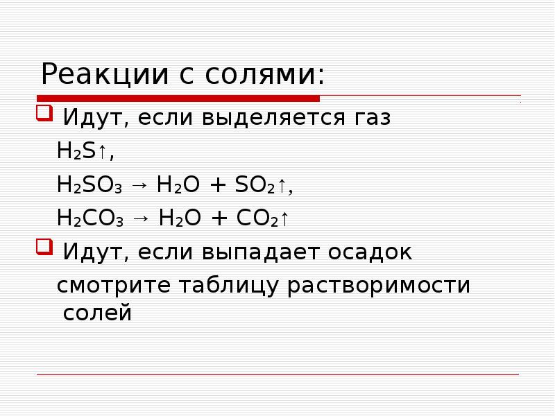 Реакции с выделением газа. Реакции кислот. Реакции с h2.