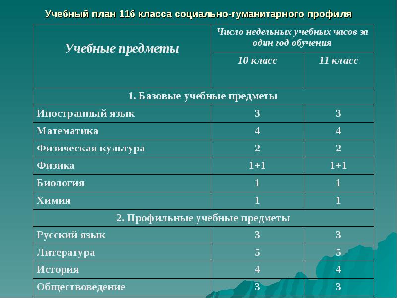 Учебный план 10 класс