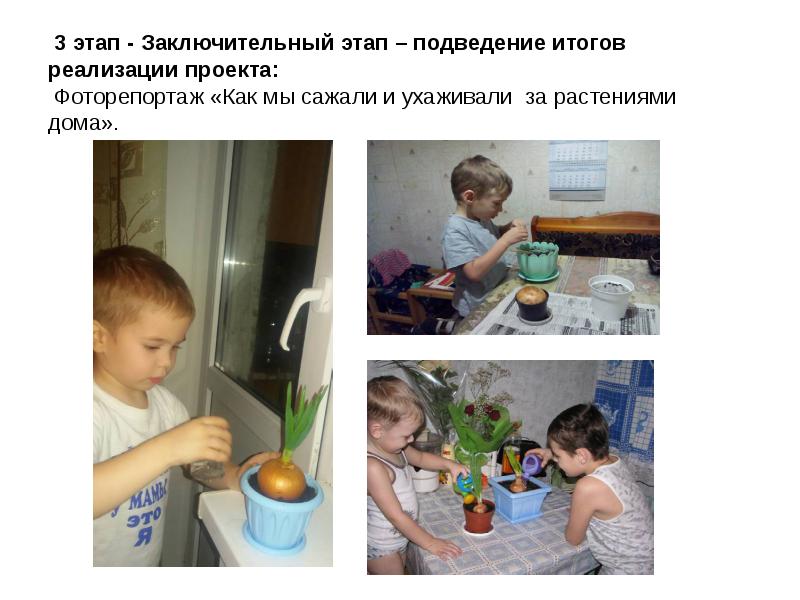 Подведение итогов реализации проекта. 3 этап заключительный: подведение итогов детьми.