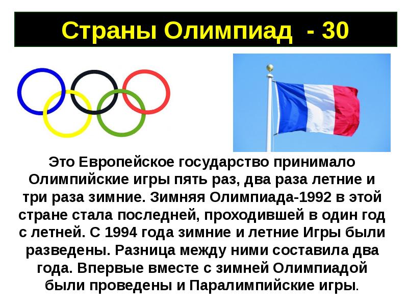 Страны принимающие олимпиады