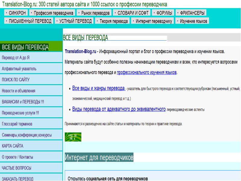 Интернет ресурсы Переводчика. Виды и Жанры перевода. Автор статей вакансии. Ресурсы Переводчика.