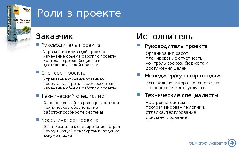 Роли в команде проекта примеры