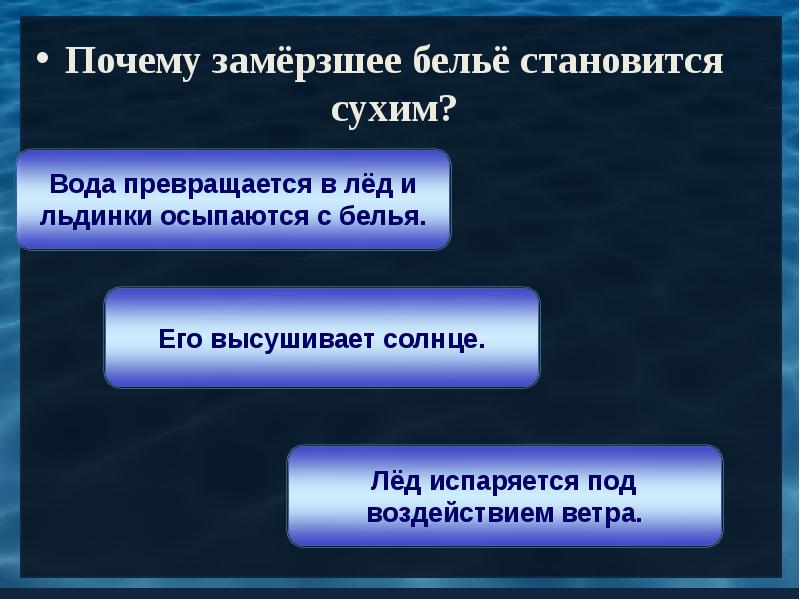 Становится сухой. Причины замерзания. Почему замерзшее белье становится сухим. Причины слайд. Почему лед испаряется.