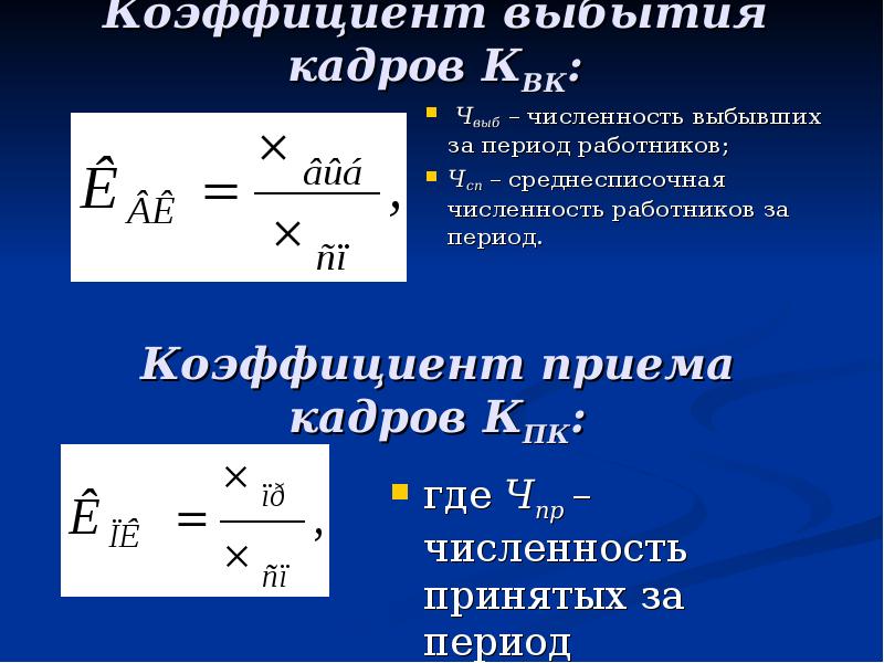 Коэффициент оборота кадров. Коэффициент приема кадров. Численность выбывших работников за период. Отношение числа выбывших за период работников. Количество выбывших работников коэффициент.