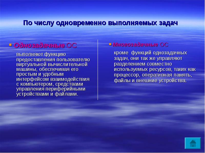 Количество вместе. По числу одновременно выполняемых задач. Классификация по числу одновременно выполняемых задач. Одновременно выполнять несколько задач. Однозадачные операционные системы выполняют функции.