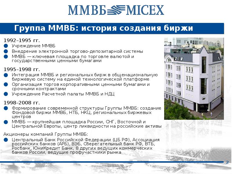 Московская биржа презентация