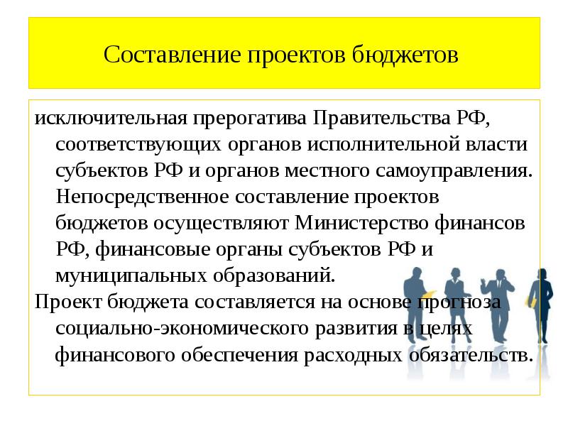 Организация составления проекта бюджета органами исполнительной власти