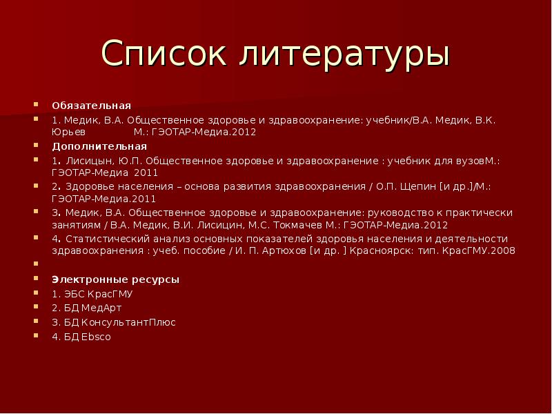 Социального обеспечения список литературы