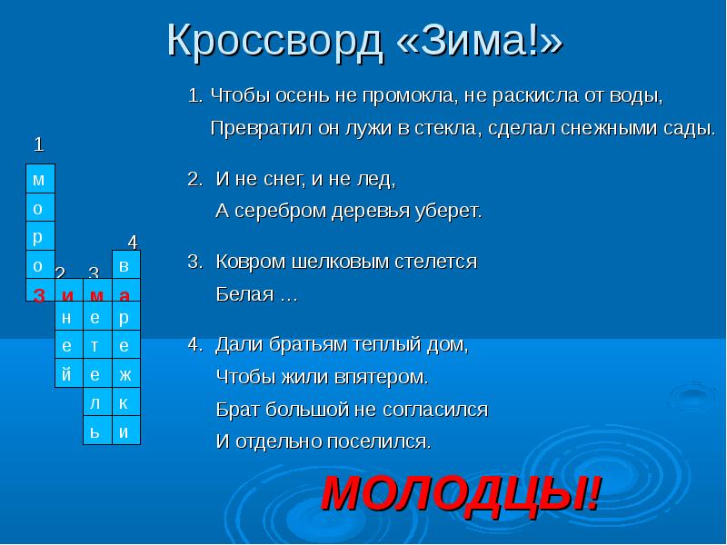 Кроссворд зима