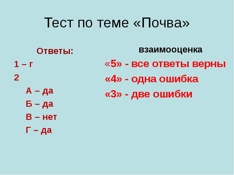 Тест почва ответы