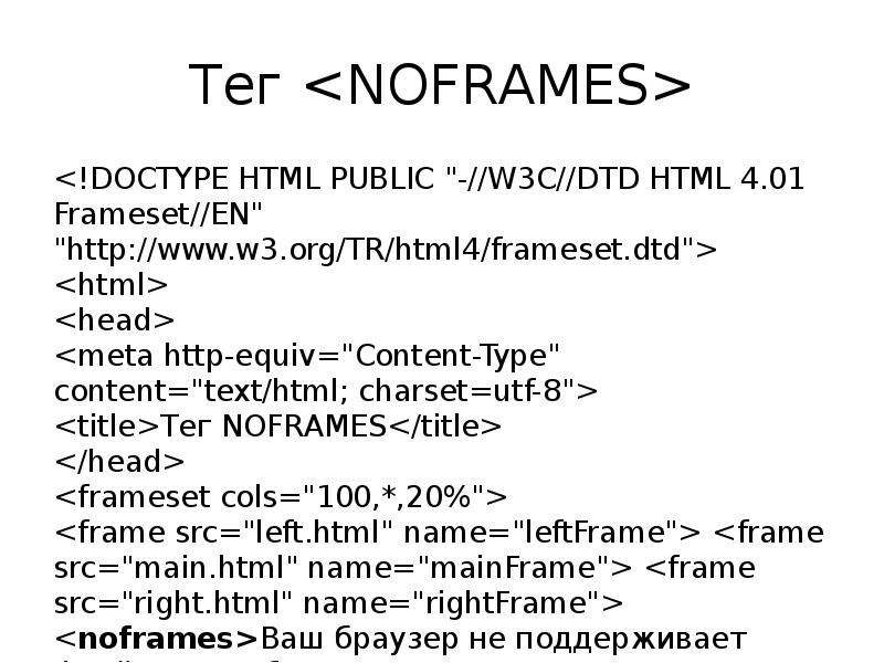 Фреймы html презентация