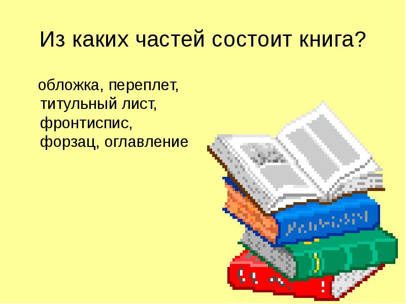 Части книги картинки для детей