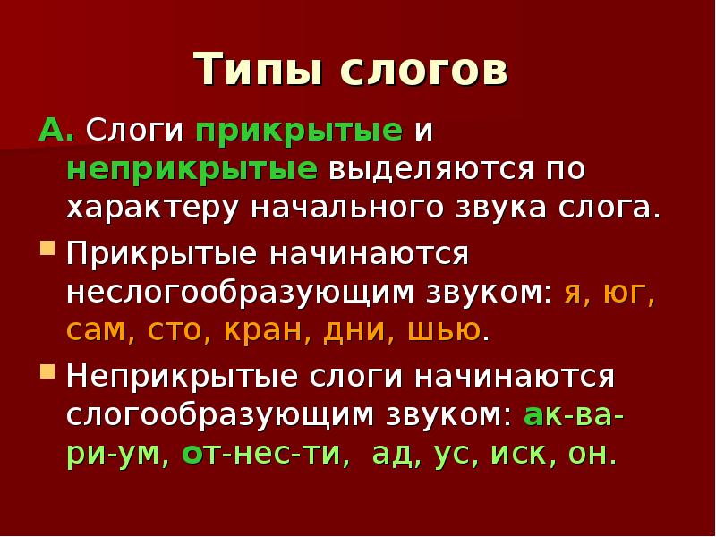 Типы слогов