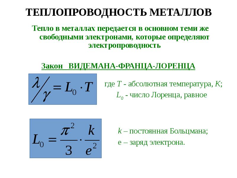 Теплопроводность металлов