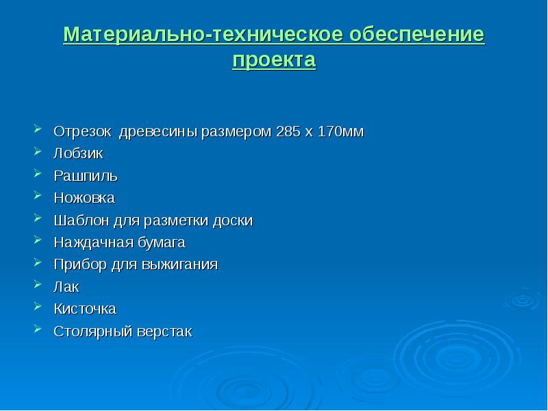 Экономическое обоснование проекта по технологии разделочная доска