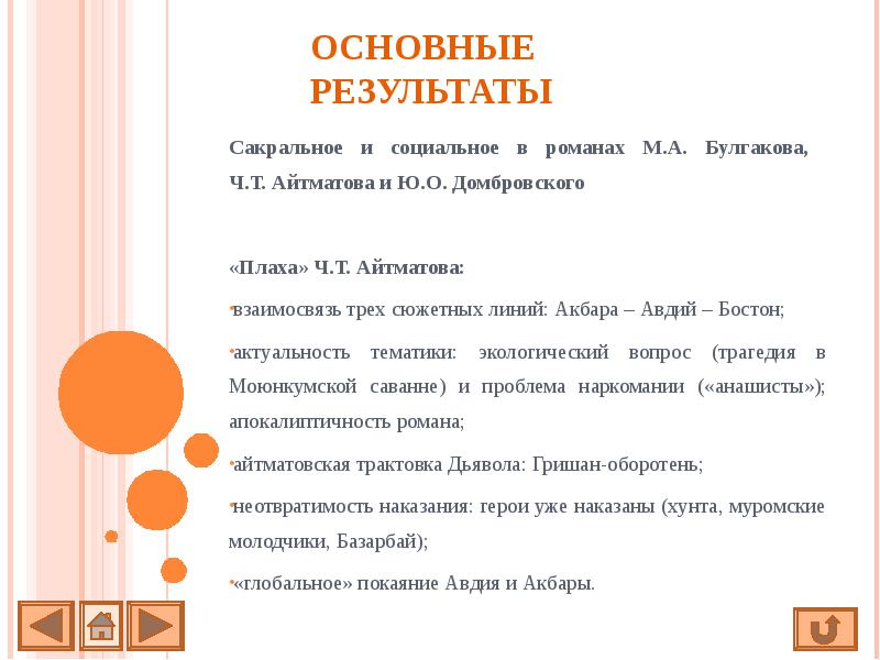 ОСНОВНЫЕ РЕЗУЛЬТАТЫ Сакральное и социальное в романах М.А. Булгакова,  Ч.Т.