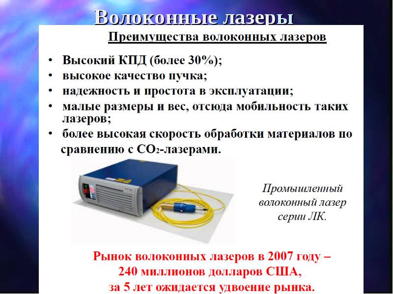 Презентация на тему волоконные лазеры