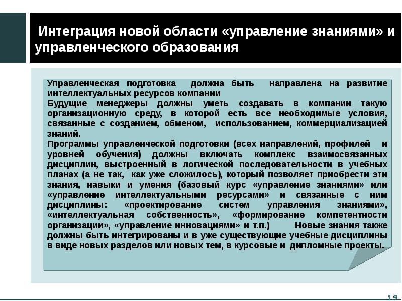 Управленческое образование. Базового управленческого образования. Доклад на тему интеграция. Интеграция новых знаний это. Новые области знаний.