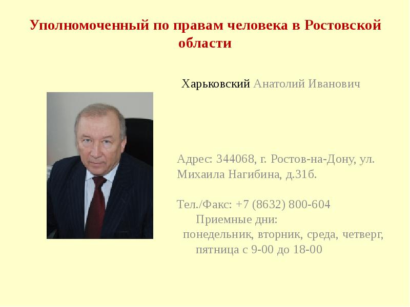 Презентация уполномоченный по правам человека в рф