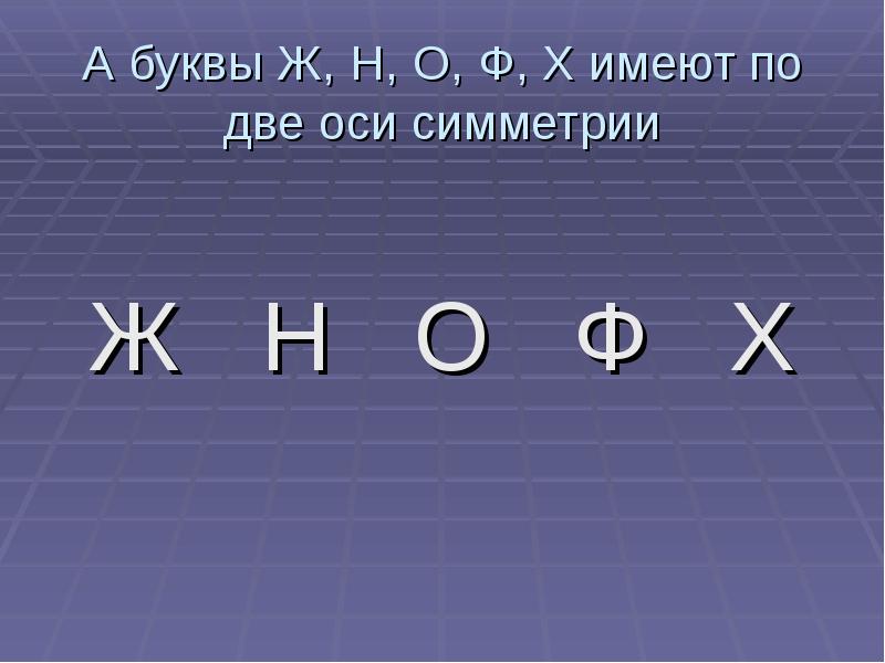 В 1 имеет 2. Буквы имеющие 2 оси симметрии. Ось симметрии в буквах алфавита. Буквы обладающие симметрией. Буквы исеющие очи симметрии.