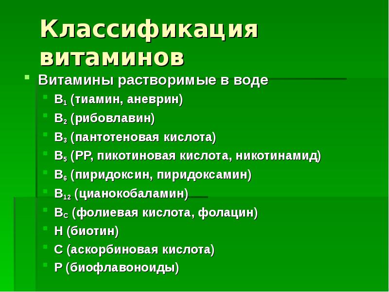 Классификация витаминов презентация