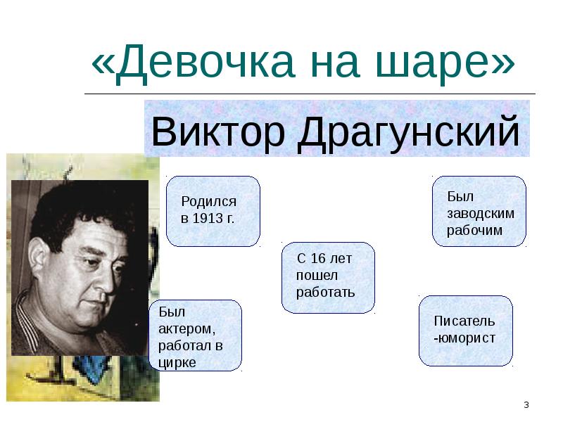 В ю драгунский девочка на шаре 3 класс презентация