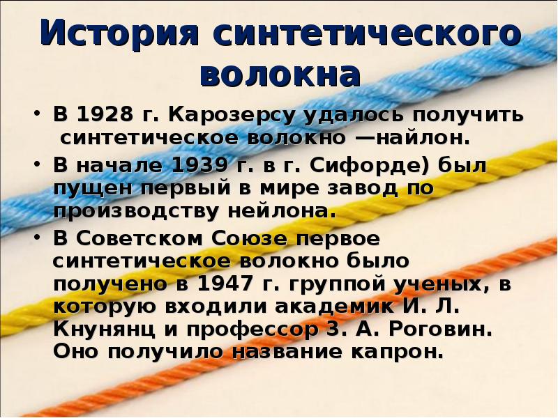 Синтетические волокна презентация по химии 10 класс