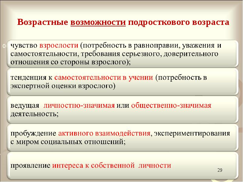 Возрастные возможности. Возрастная функция. Возможности подросткового возраста.