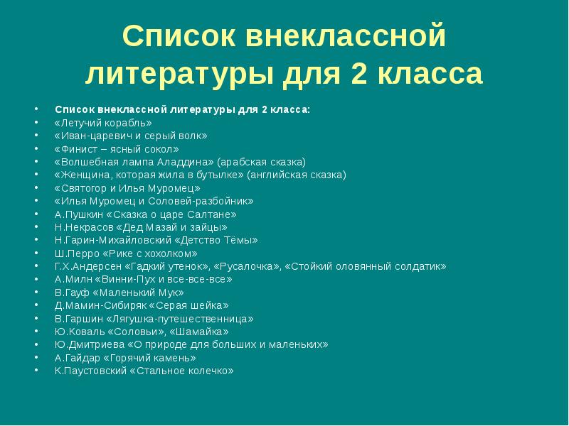 Внеклассное чтение 4 класс презентация