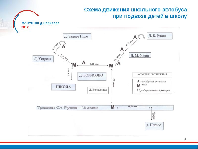 Схема маршрута движения автобуса образец