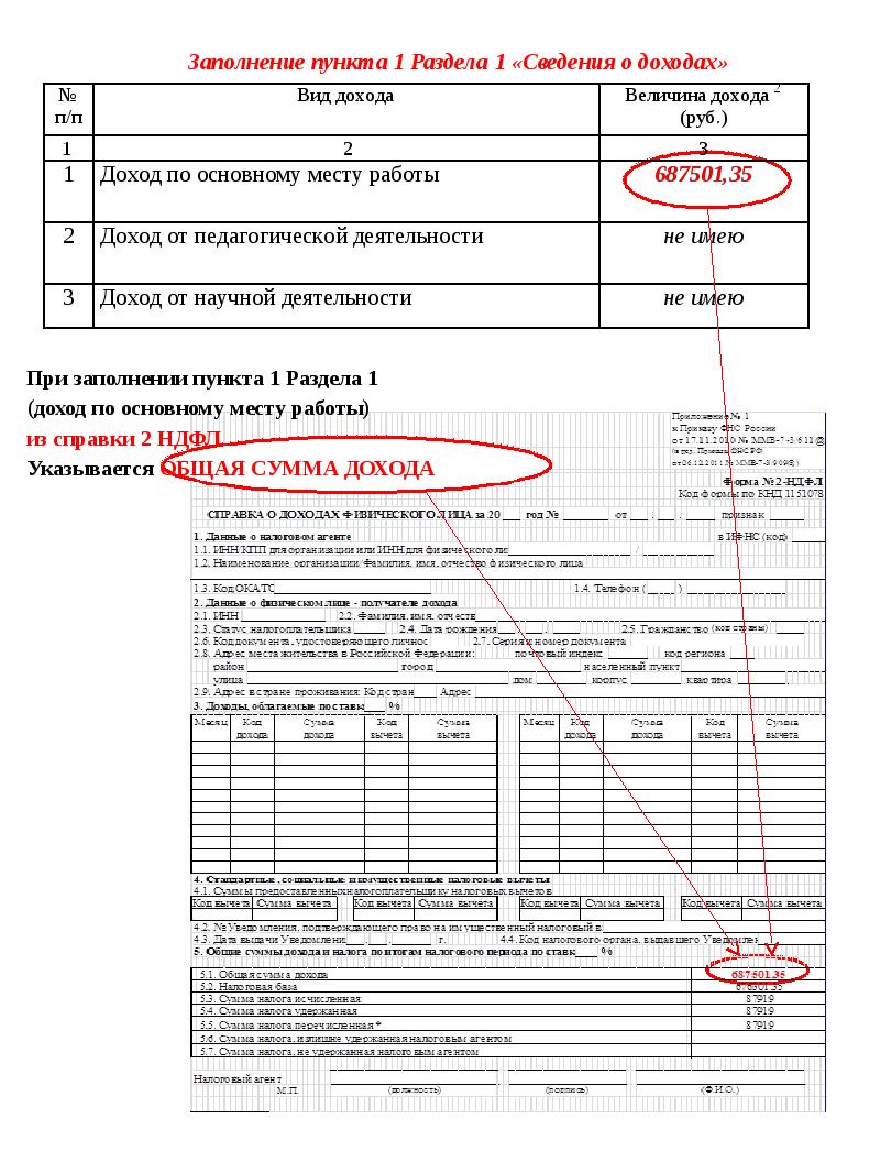 Образец заполнения сведений о доходах в 2022 году