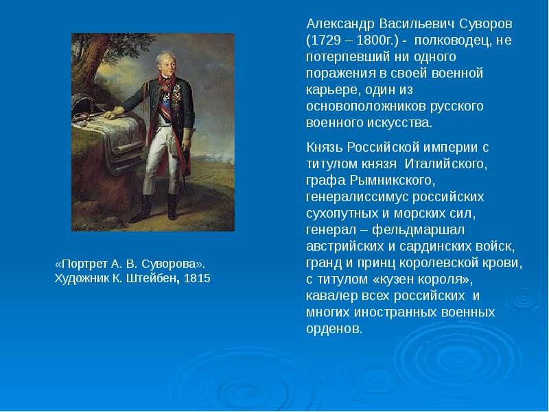 Презентация о суворове 4 класс кратко самое главное