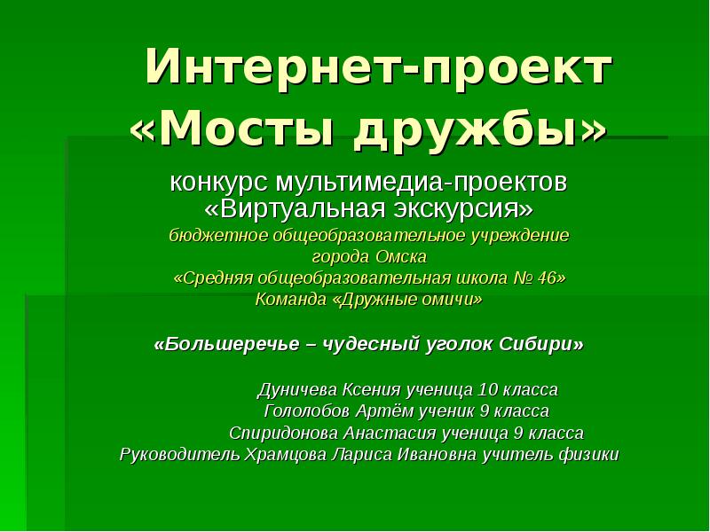 Проект мост дружбы