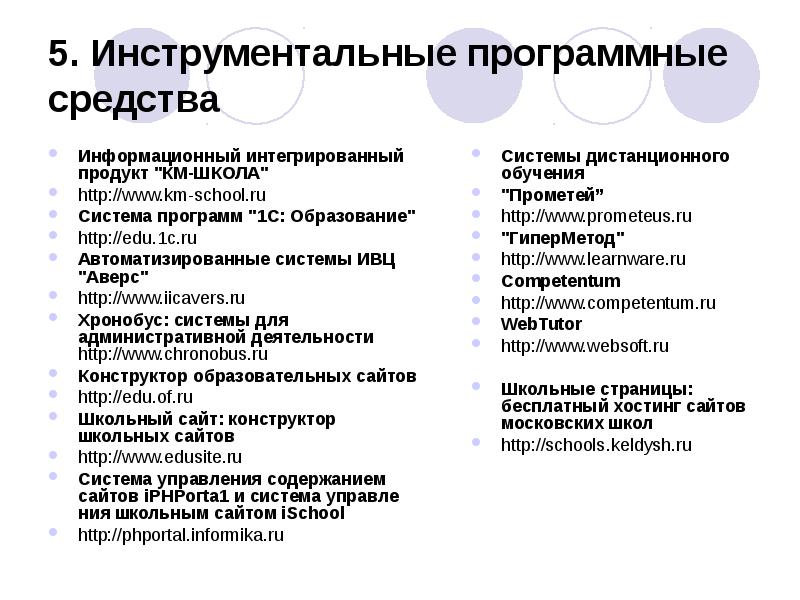 5. Инструментальные программные средства
Информационный интегрированный продукт "КМ-ШКОЛА"
http://www.km-school.ru
Система программ 5. Инструментальные программные средства
Информационный интегрированный продукт "КМ-ШКОЛА"
http://www.km-school.ru
Система программ