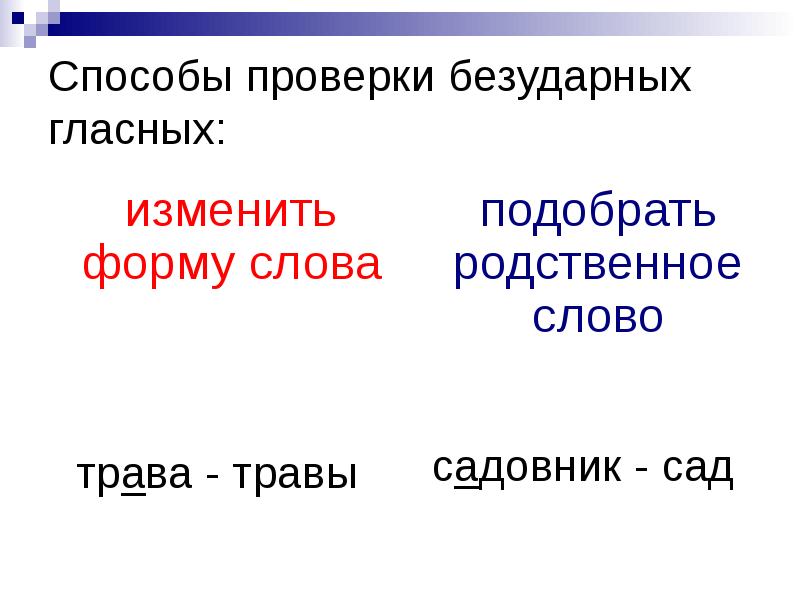 Способы проверить. Способы проверки безударных гласных. Способы проверки безударных гласных в корне. Способы проверки безударной гласной. Проверяемые гласные в форме слова.