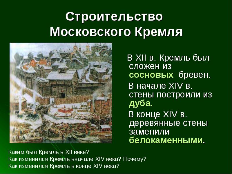 Как изменялся облик московского кремля в 14 веке проект