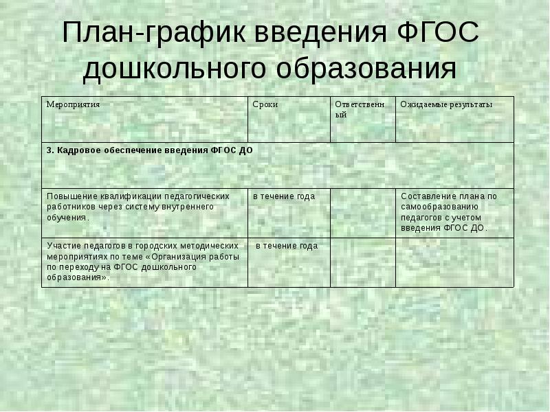 План график мероприятий по введению обновленных фгос