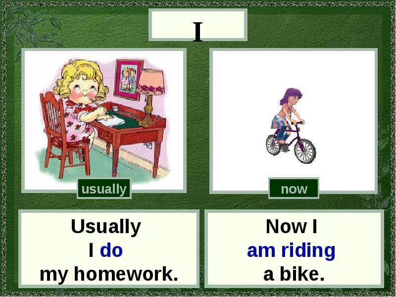 I usually play. Present simple vs present Continuous. Present simple vs present Continuous картинка. Present simple для детей в картинках. Картинки для сравнения present Continuous.