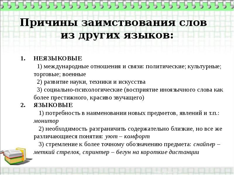 Исконно русские и заимствованные слова картинки