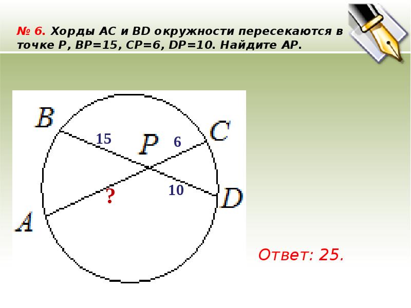 Свойство пересекающихся хорд презентация