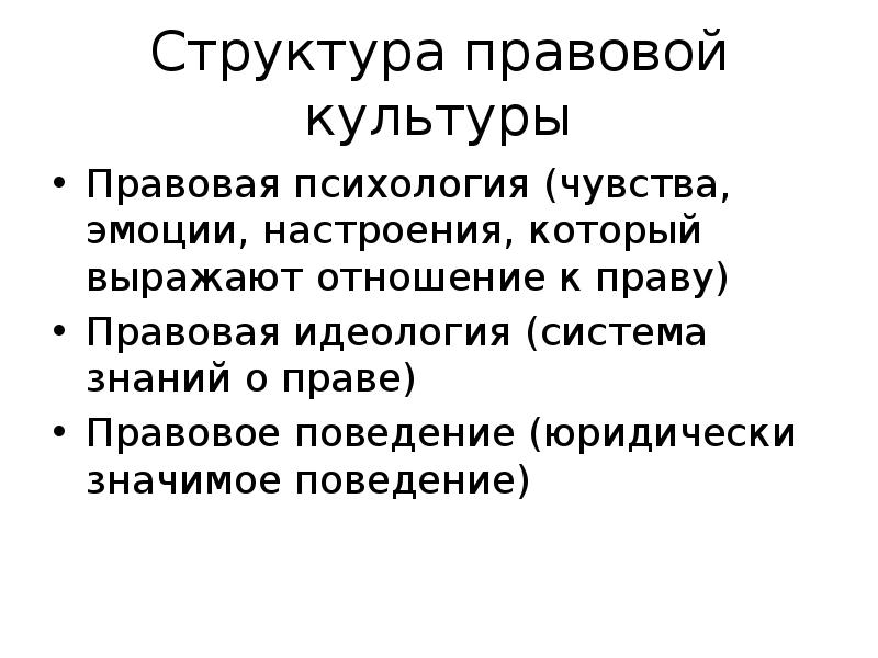 Составьте схему структура правовой культуры