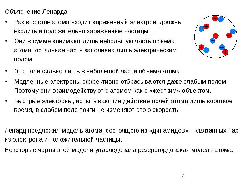 Взаимодействие электронов. Модель атома Ленарда. Опыты по рассеянию электронов.. Модель атома Филиппа фон Ленарда. Опыт Ленарда.