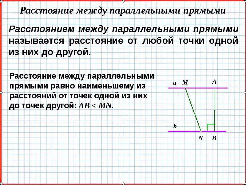 Презентация по теме расстояние от точки до прямой расстояние между параллельными прямыми 7 класс