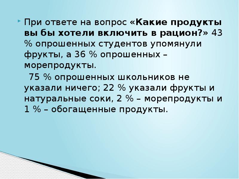 Приоритеты в питании современной молодежи проект