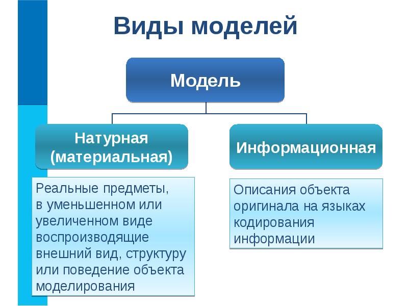 Внешний вид предмета. Виды моделирования. Натурная материальная модель. Виды моделей в информатике. Информационное моделирование.