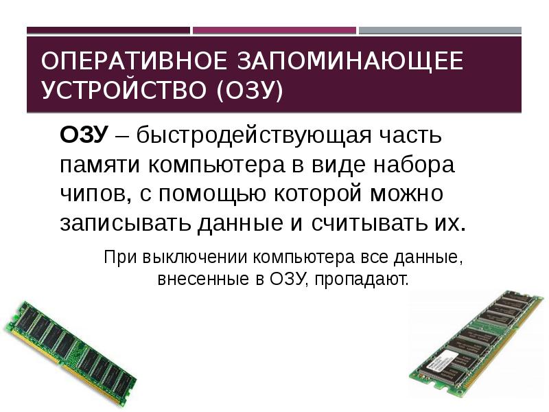 Оперативное запоминающих устройств озу