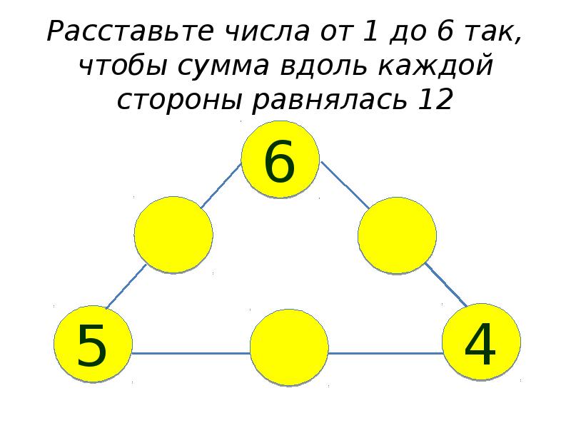 Расставьте числа в кружках