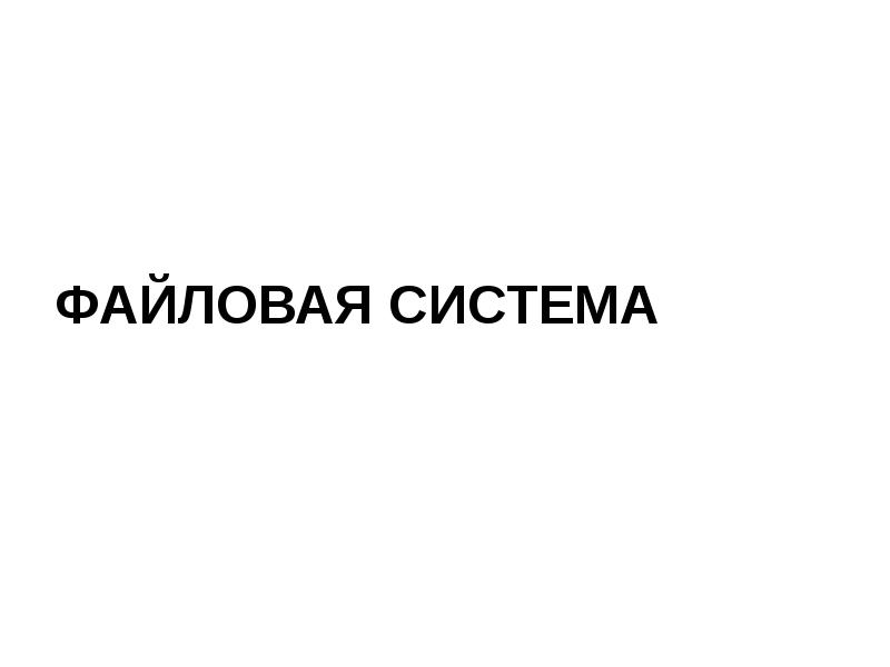 Файловая система Файловая система