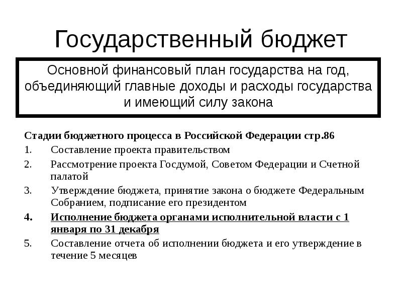 Главный финансовый план страны